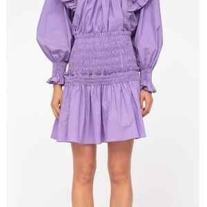 Sea New York Varsha Cotton Tiered Skirt in Lilac Size XXS